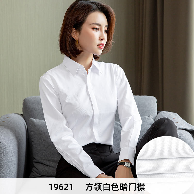 White Short-Sleeve Shirt Women Professional Summer 2024 New V-Neck Commute Formal Workwear Long-Sleeve Blouse