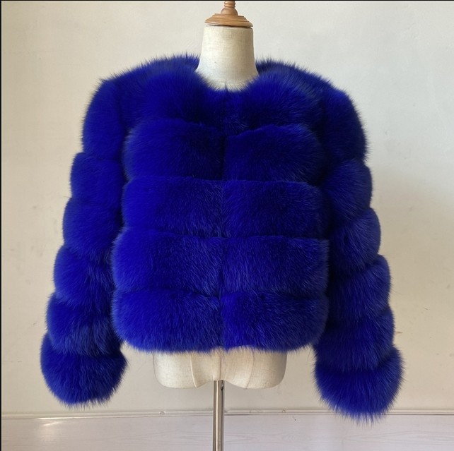 Fur imitation fox fur faux fur jacket women's short long sleeve faux fur artificial fur jacket