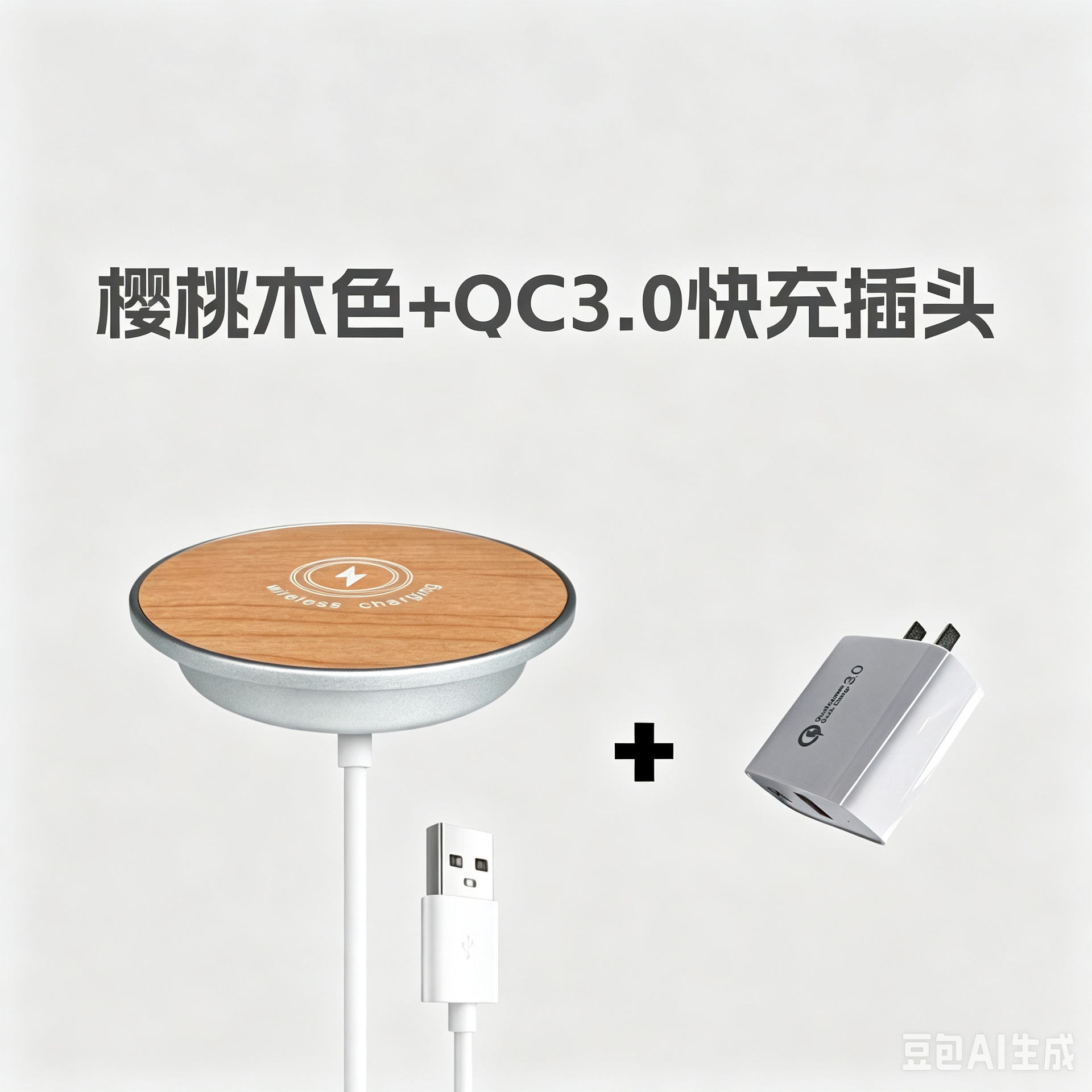 Wood grain desktop embedded magnetic wireless charger suitable for work clothes furniture car office desk hotel Qi15W