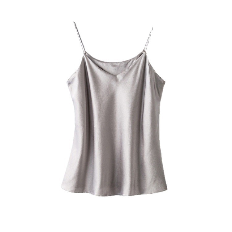 2026 Summer New Base Layer Double Layer Silk Camisole for Women Mulberry Silk Bustier Sexy Inner Wear Solid Color Vest