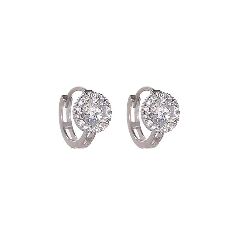 Round Sparkle Diamond Zircon Ear Cuff OL Simple Round Diamond Earring Gold Plated Earring Hoop