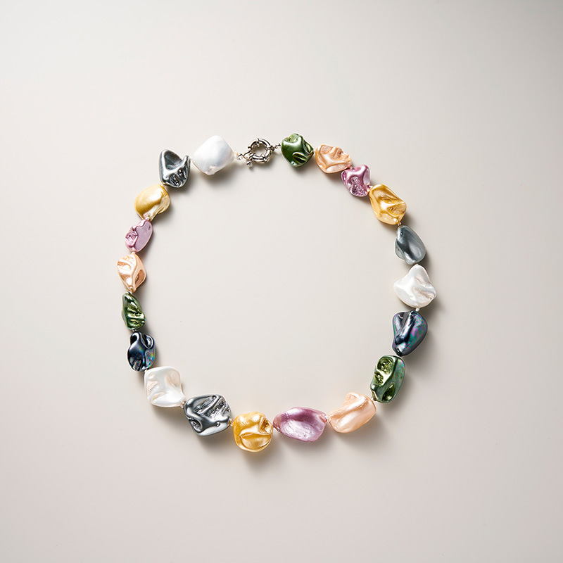 Jewelry Irregular Baroque Pearl Necklace for Women, Plated Tooth-Shaped Beads, Imitation Baroque Style Shell Pearl Accessories