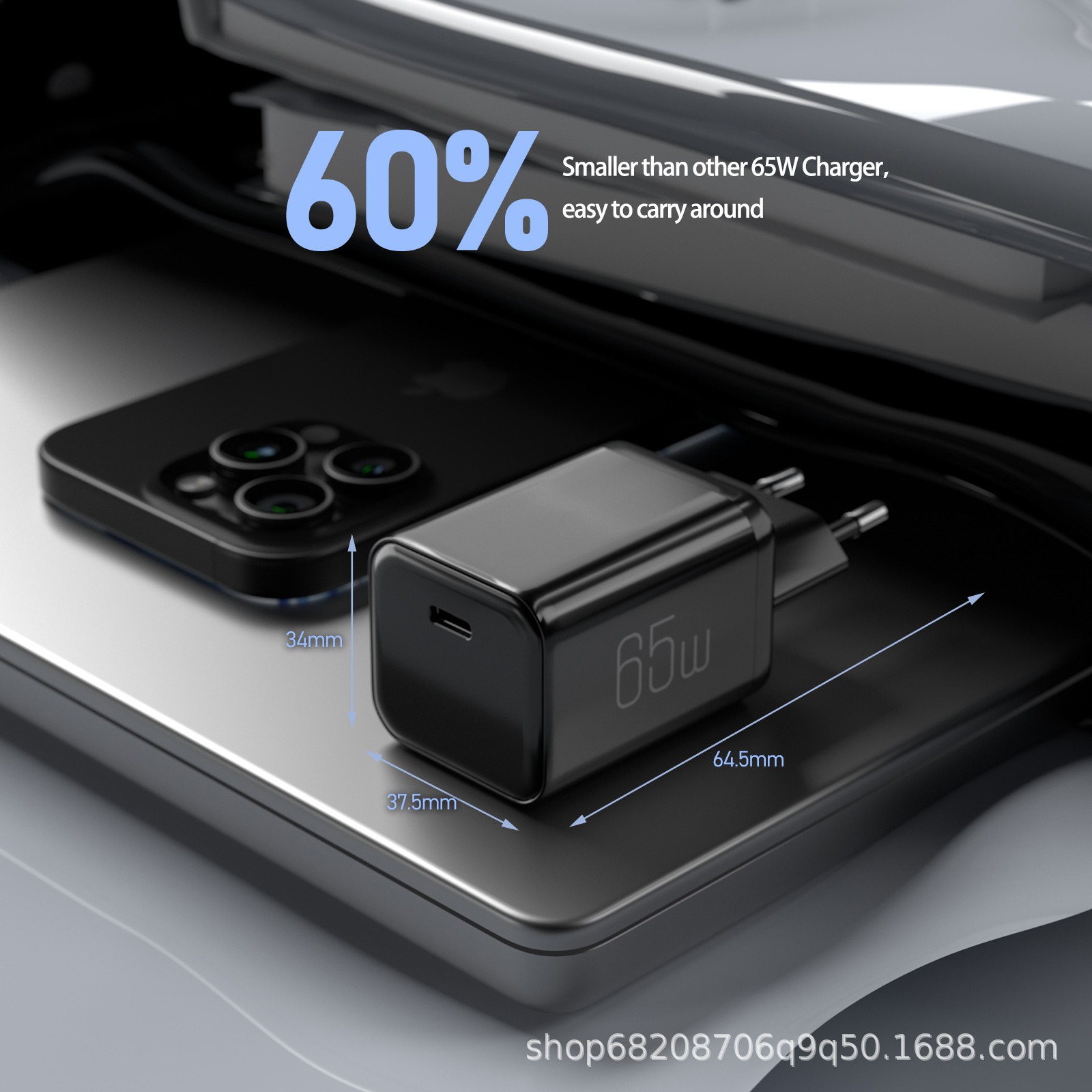65W GaN Charger Certified 65W Charger for All Laptops, Tablets, Phones, etc.