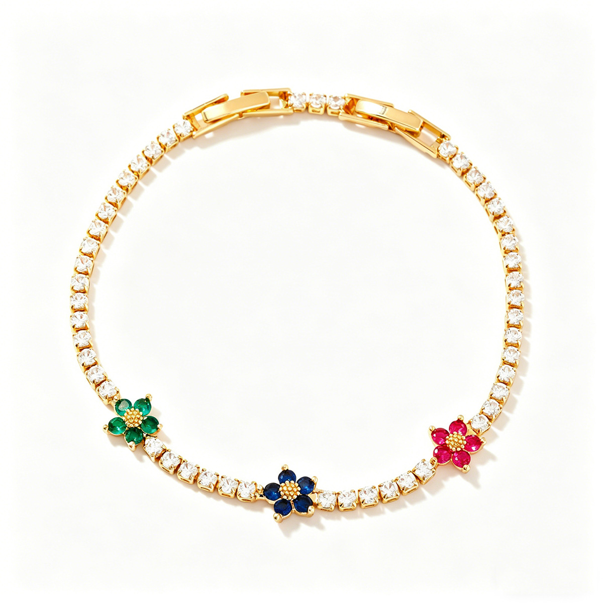 Colorful zircon bracelet women flower design niche bracelet micro-set exquisite