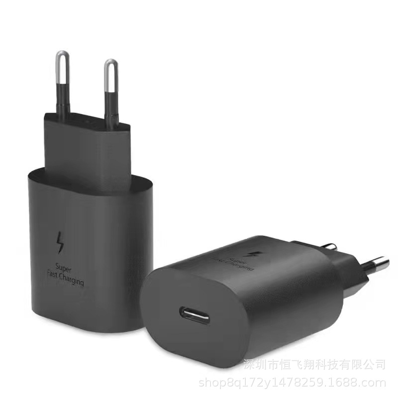 25W fast charging charger for Samsung note10 S20 US/EU Type-C to Type-C data cable