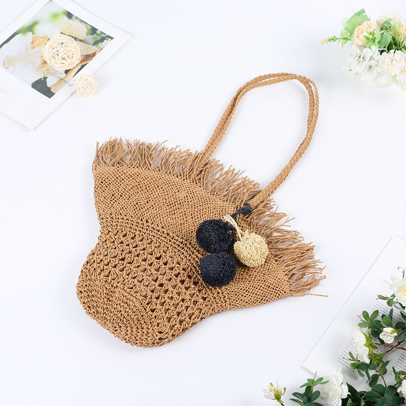 2026 new straw woven beach bag, summer fairy woven shoulder bag, vacation handbag