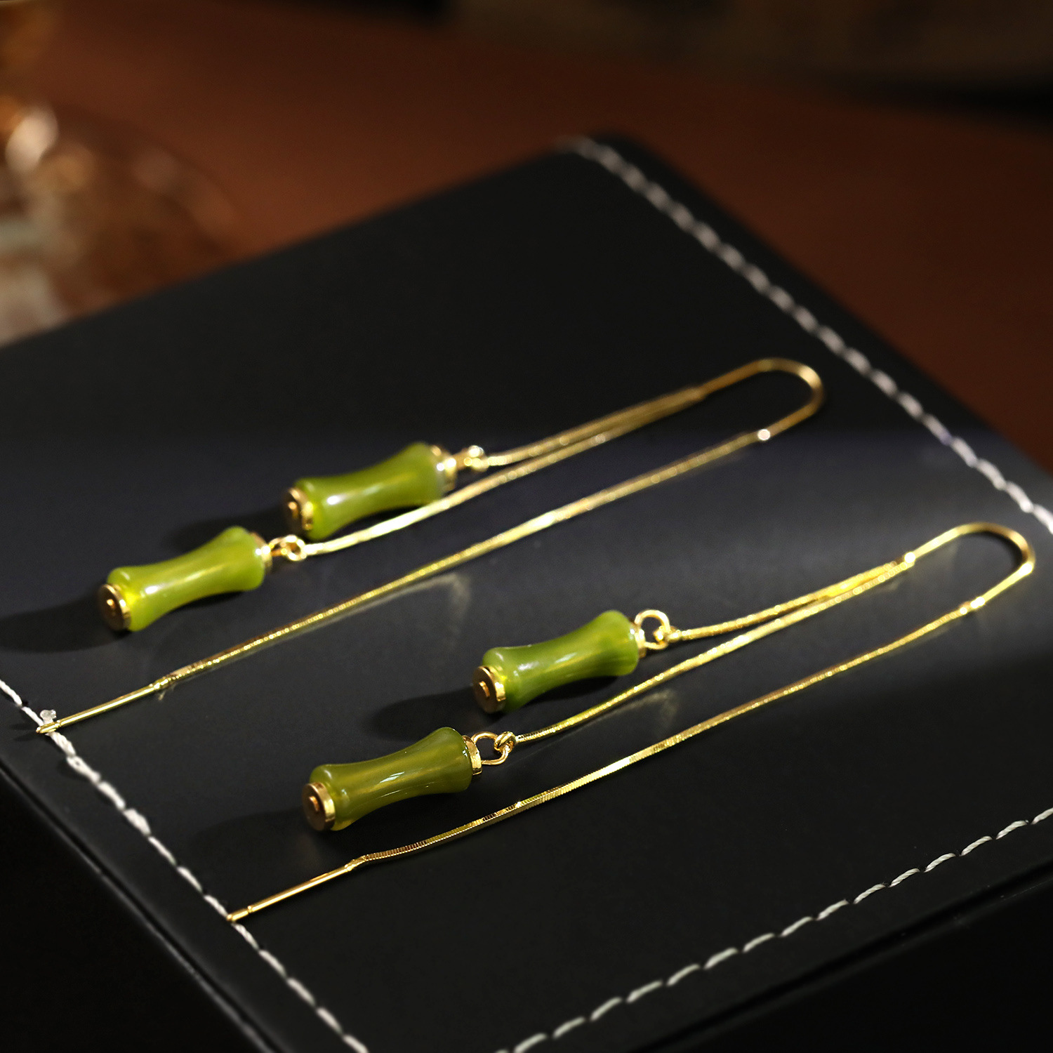 Rich Bamboo Tassel Earrings Chinese Style Classical Emerald Green Ethereal Ear Drops 2026 New Ear Accessories