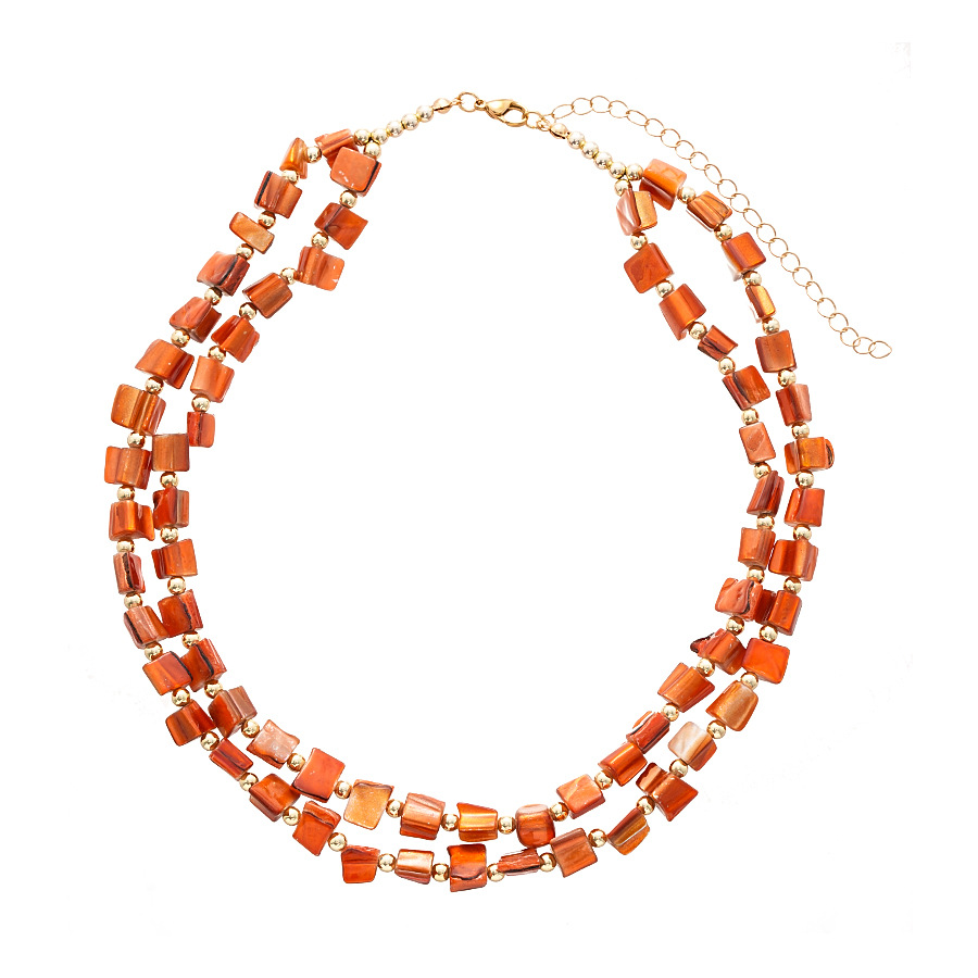 Irregular Double-Layer Imitation Shell Beaded Necklace Vacation Style for Women