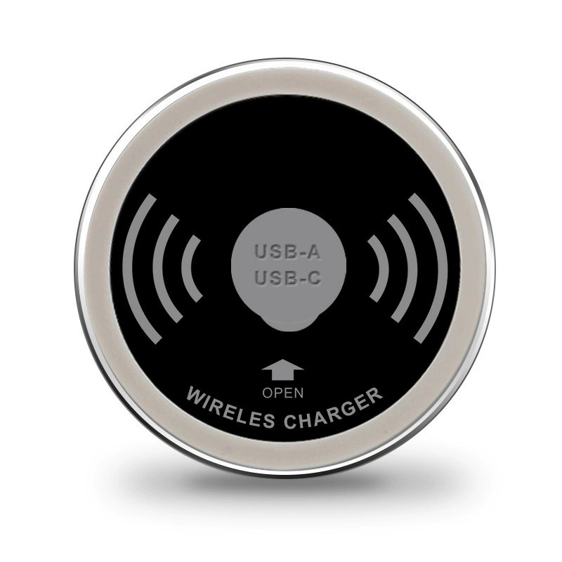 15W Smart Home Furniture Office Embedded Desktop Wireless Charger with USB Fast Charging Phone Qi Wireless Charger