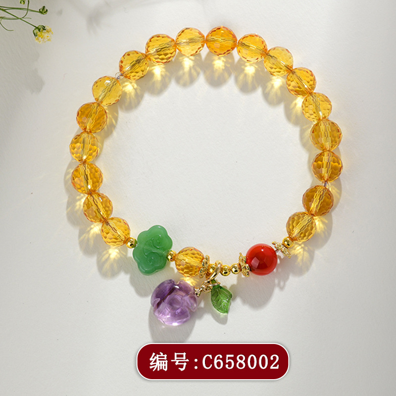 C658切面黄水晶牡丹花手链