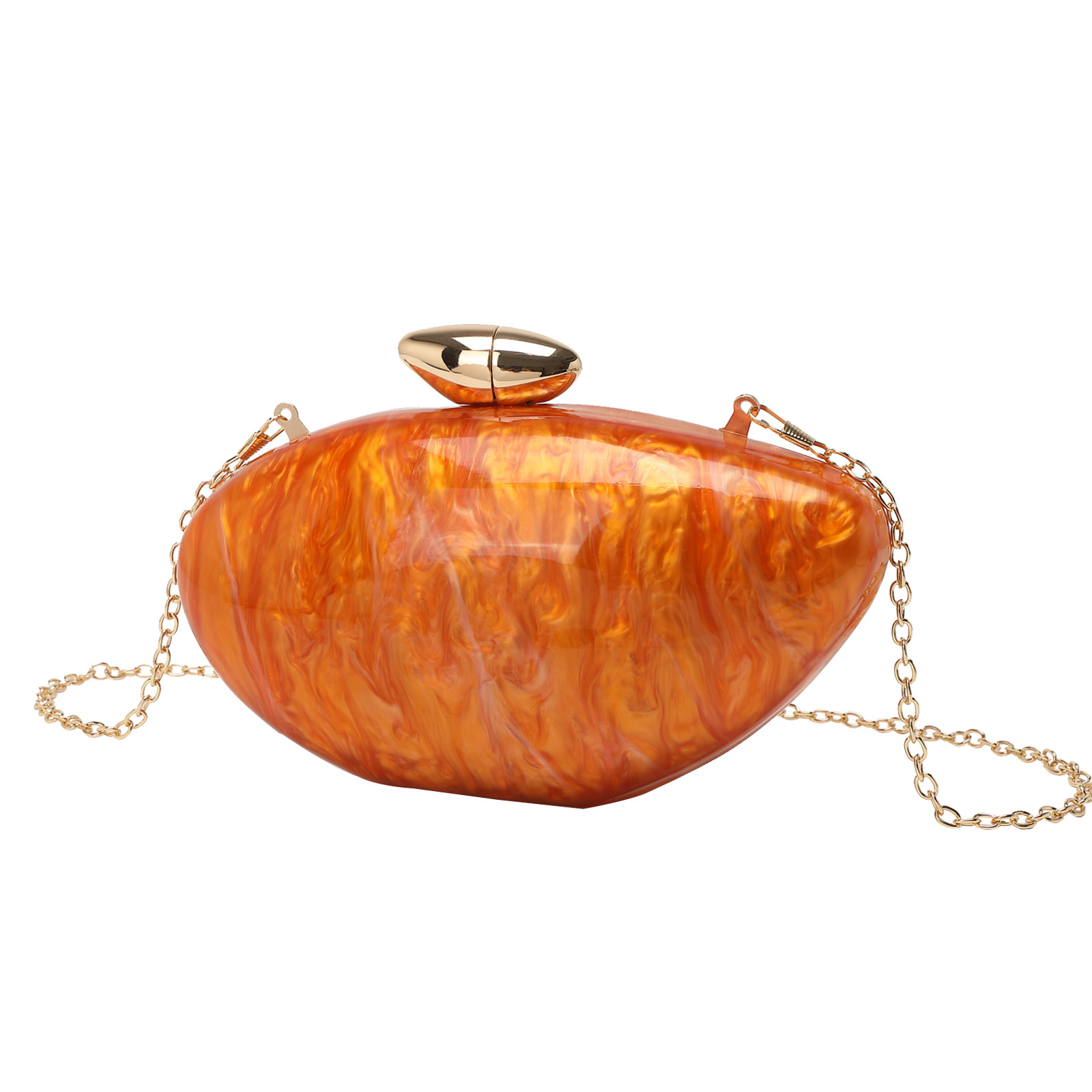 2024 New Evening Bag Women Acrylic Clutch Bag Oval Bag Chain Shoulder Bag