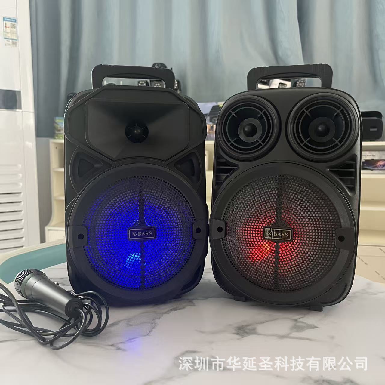 Black Colorful Bluetooth Karaoke Speaker with Microphone