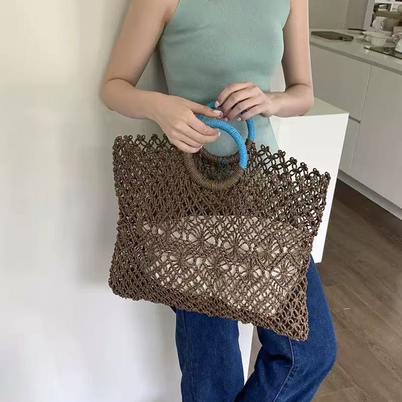 New niche straw woven hollow-out hand-woven bag summer handbag beach women