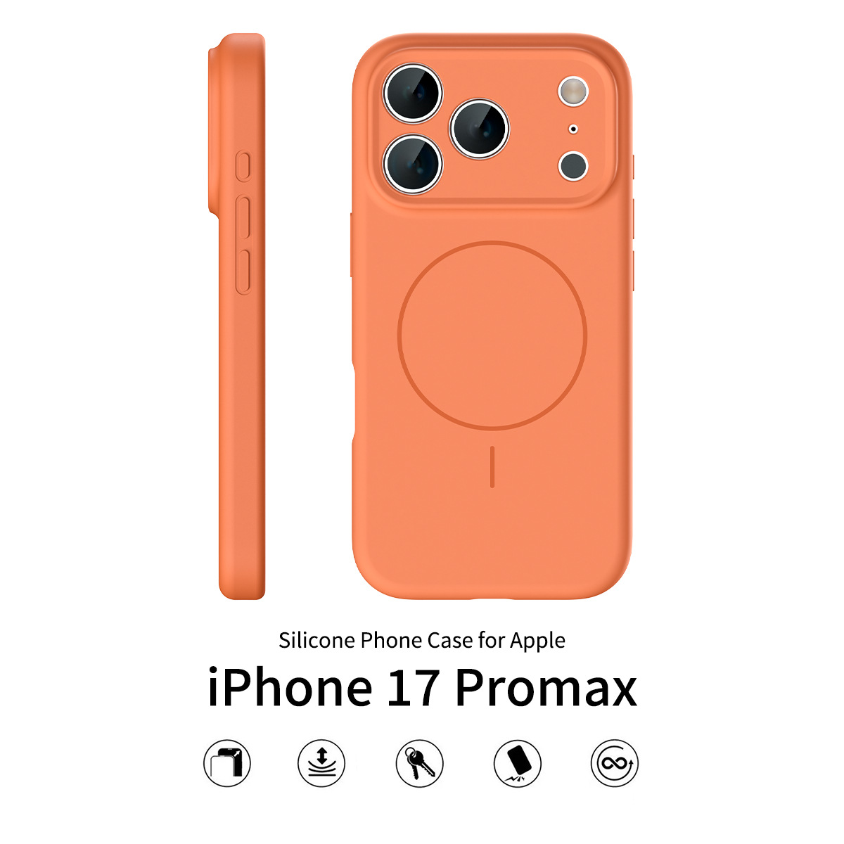 Silicone case for iPhone 17 Pro Max solid color anti-falling