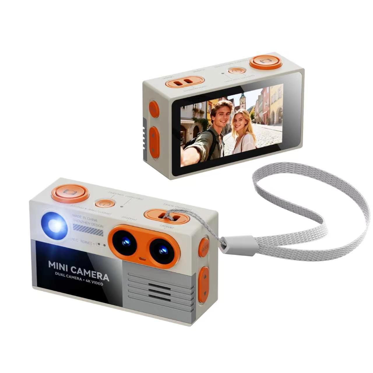 Mini Small Camera 4K HD with Screen Keychain Portable Student Travel Vlog Thumb Pendant Camera