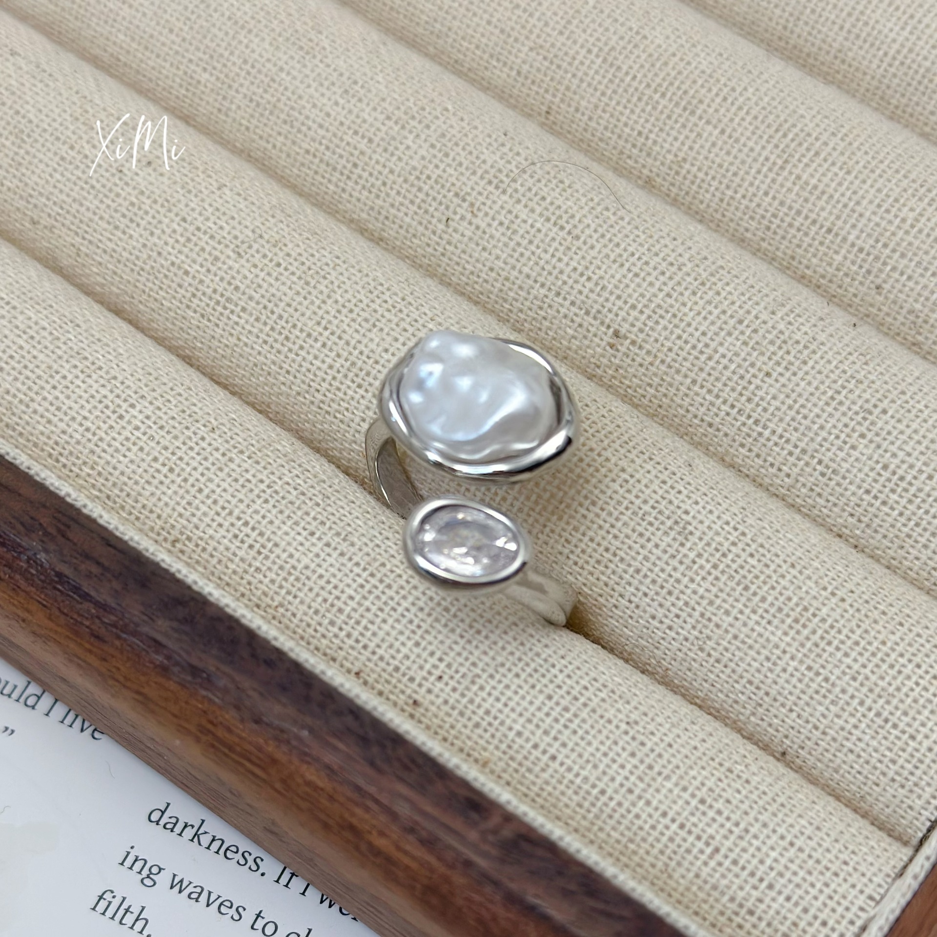 Baroque Pearl Ring Women's Niche Unique Design Index Finger Open Ring Band