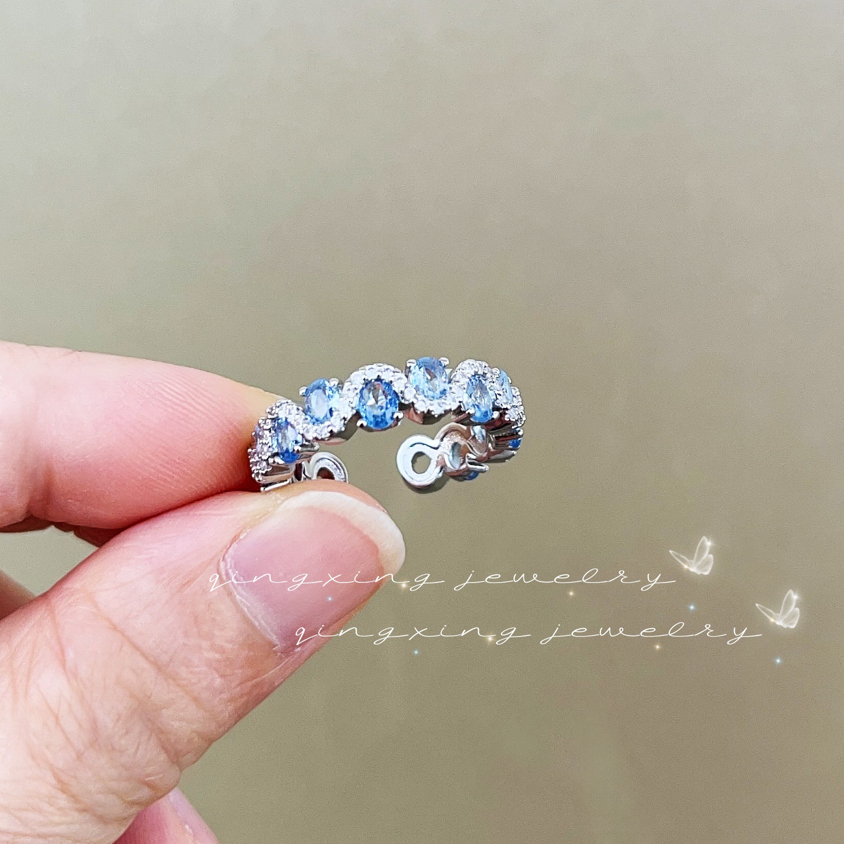 Luxury Colorful Ring Red Corundum Spinel Zirconia Alexandrite Open Ring