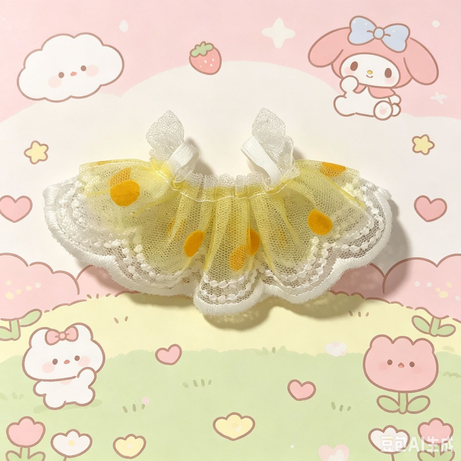 KT doll clothes double layer shoulder strap grid dot lace skirt mini skirt diy accessory toy dress up doll clothes