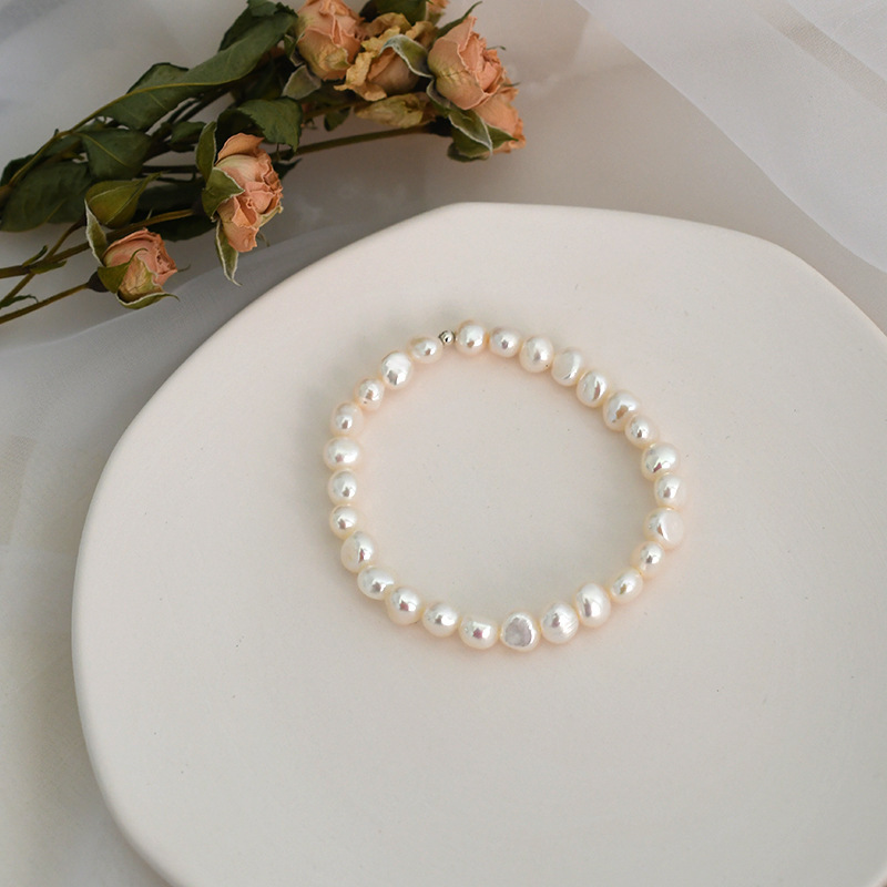 Natural freshwater pearl bracelet women's niche new Chinese style sand gold agate bead bracelet hand jewelry