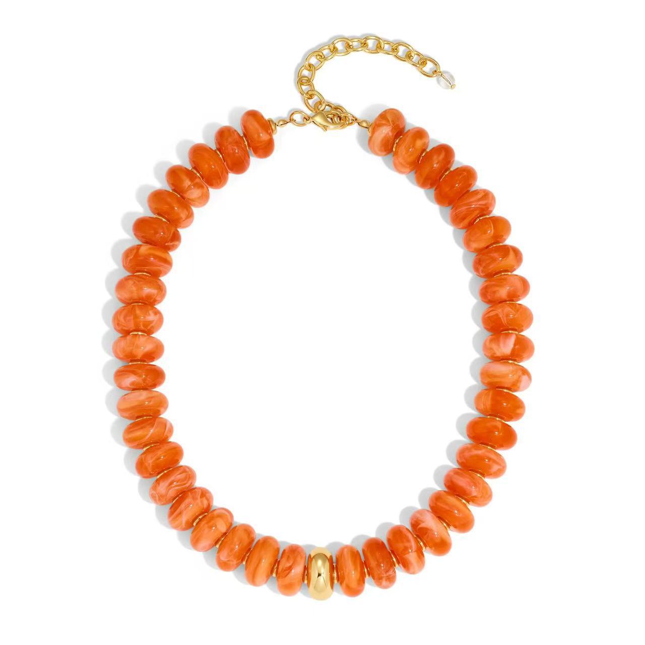 Colorful Resin Beaded Necklace Simple Dopamine Necklace Bohemian Collarbone Chain