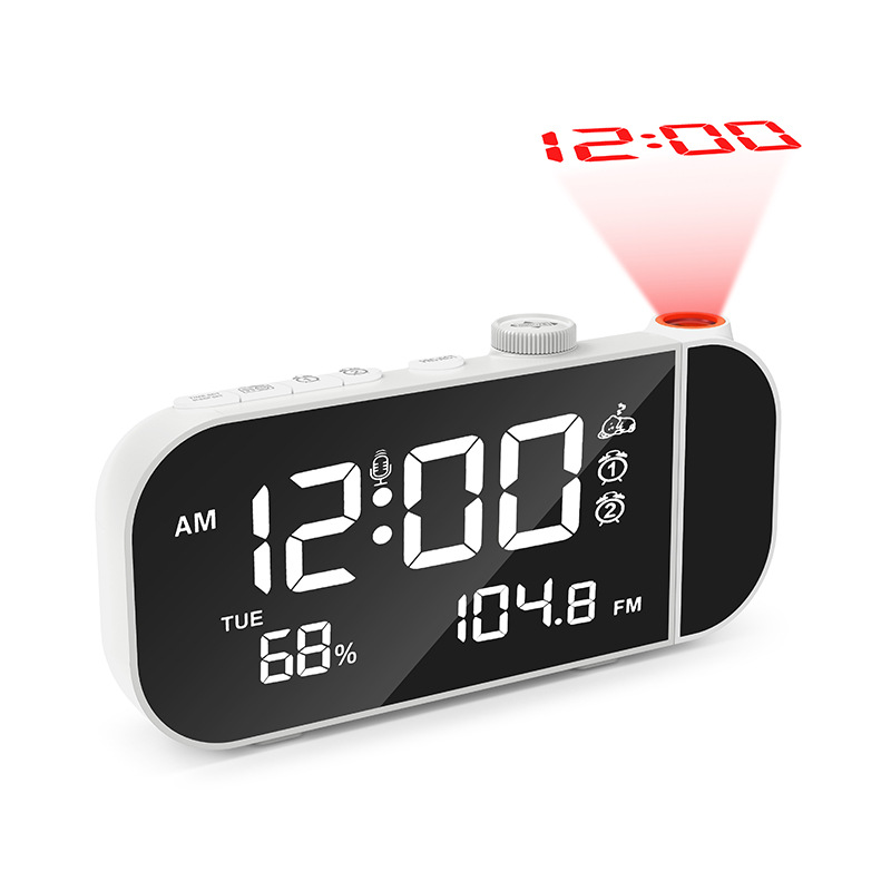 Simple LED Clock-Controlled Projection Clock Electronic Display Temperature and Humidity Alarm Clock Student Smart Bedside Plug-in Clock