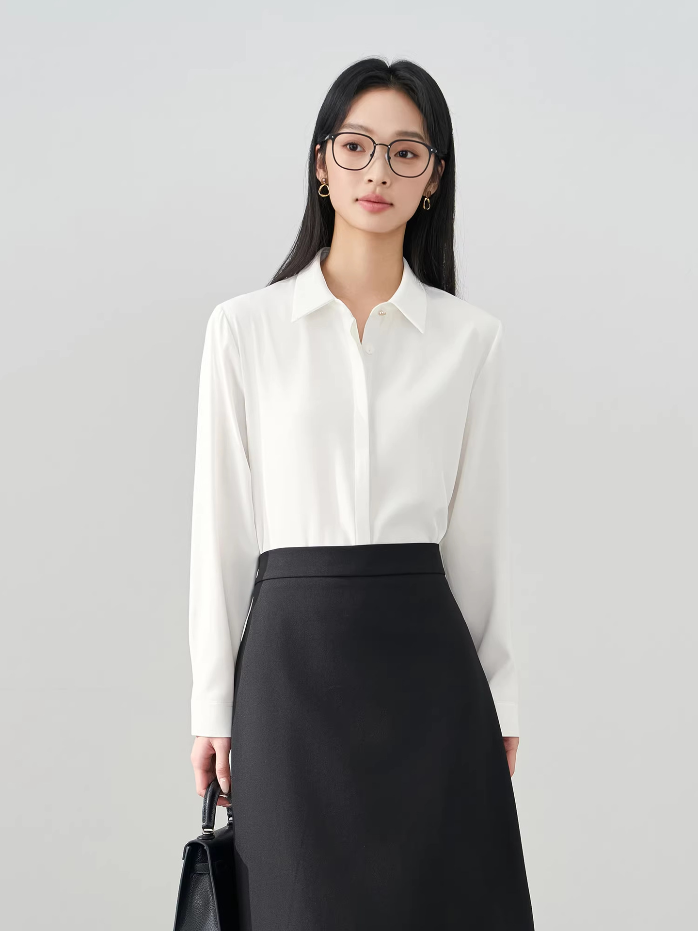 Blue Professional Short-Sleeve Shirt Women Summer New Commute Wear Chiffon Top Interview Formal Wear Petite Blouse