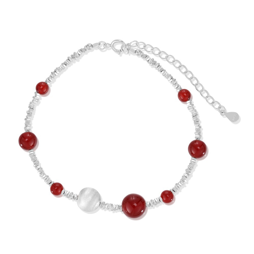 Live S925 sterling silver necklace bracelet earrings ring for women, four-leaf clover lucky bead design exquisite women's jewelry