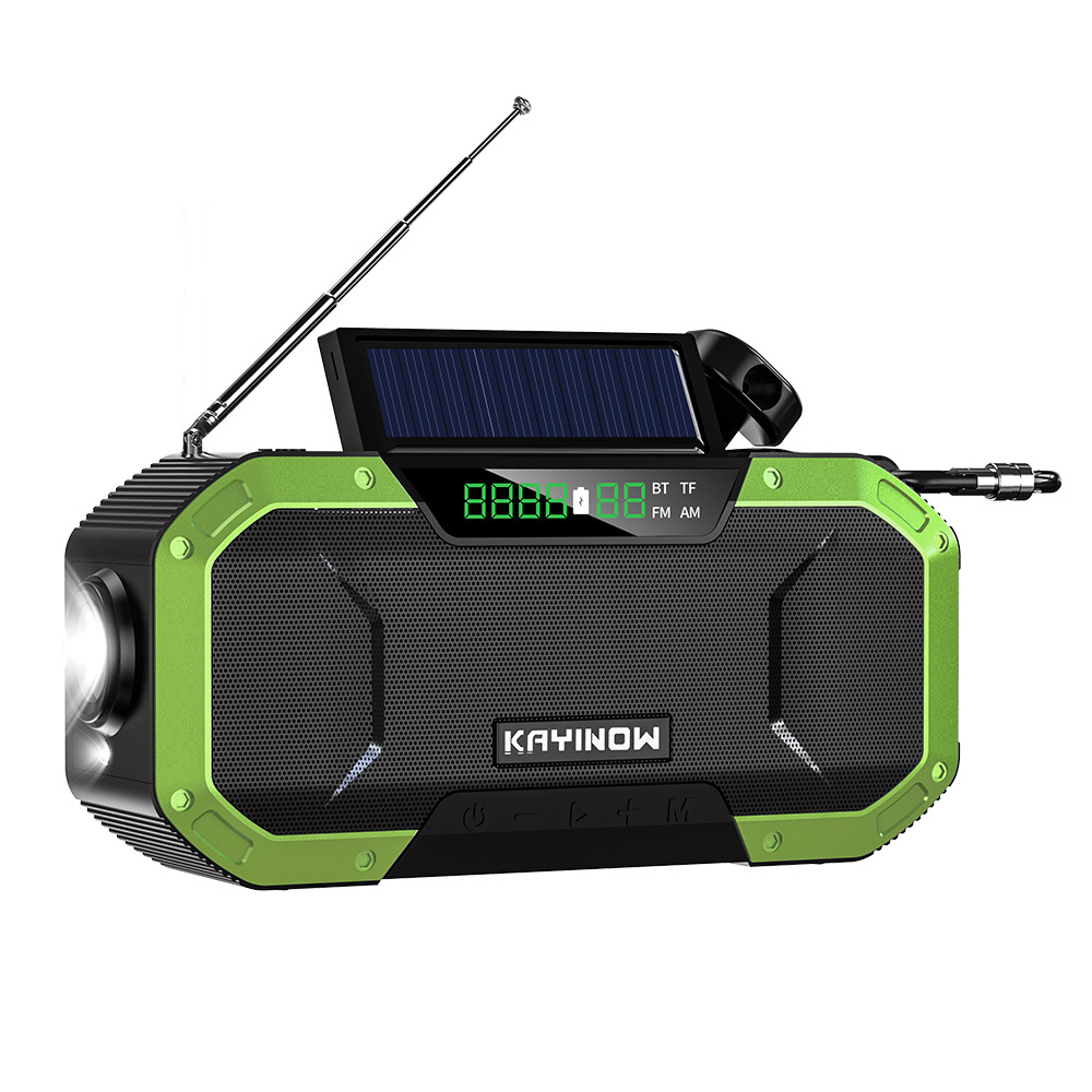 Bluetooth speaker radio outdoor camping hand-crank solar charging card multifunctional emergency disaster radio