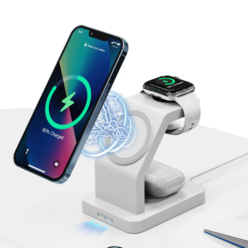 Apple Phone Magnetic 3-in-1 Wireless Charger Stand Suitable for iWatch iPhone 12-17 Flash Charging