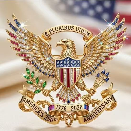 250th Anniversary of the Founding of the United States Brooch Rhinestone Flag Enamel Pin Independence Day Theme Jewelry Wholesale