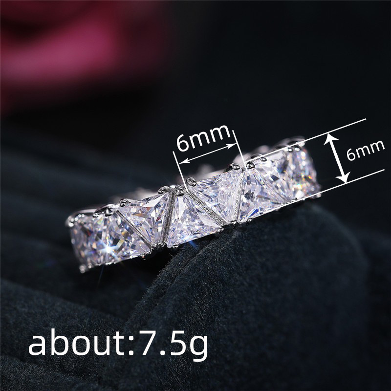Cao Shi Women's Luxurious Titanium Zircon Ring Full Pavé Ring Jewelry Birthday Gift Party Jewelry