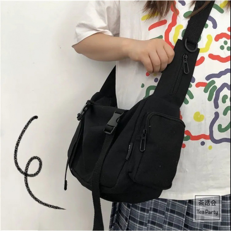 Chic workwear student canvas bag men ulzzang neutral original crossbody bag women