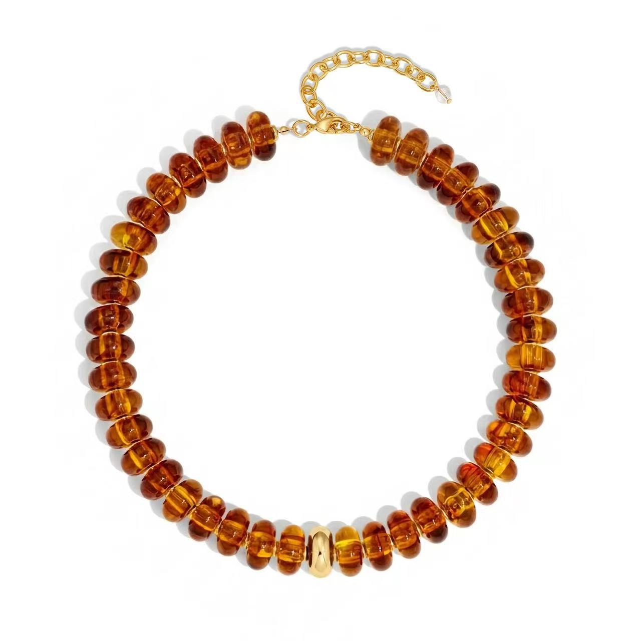 Colorful Resin Beaded Necklace Simple Dopamine Necklace Bohemian Collarbone Chain