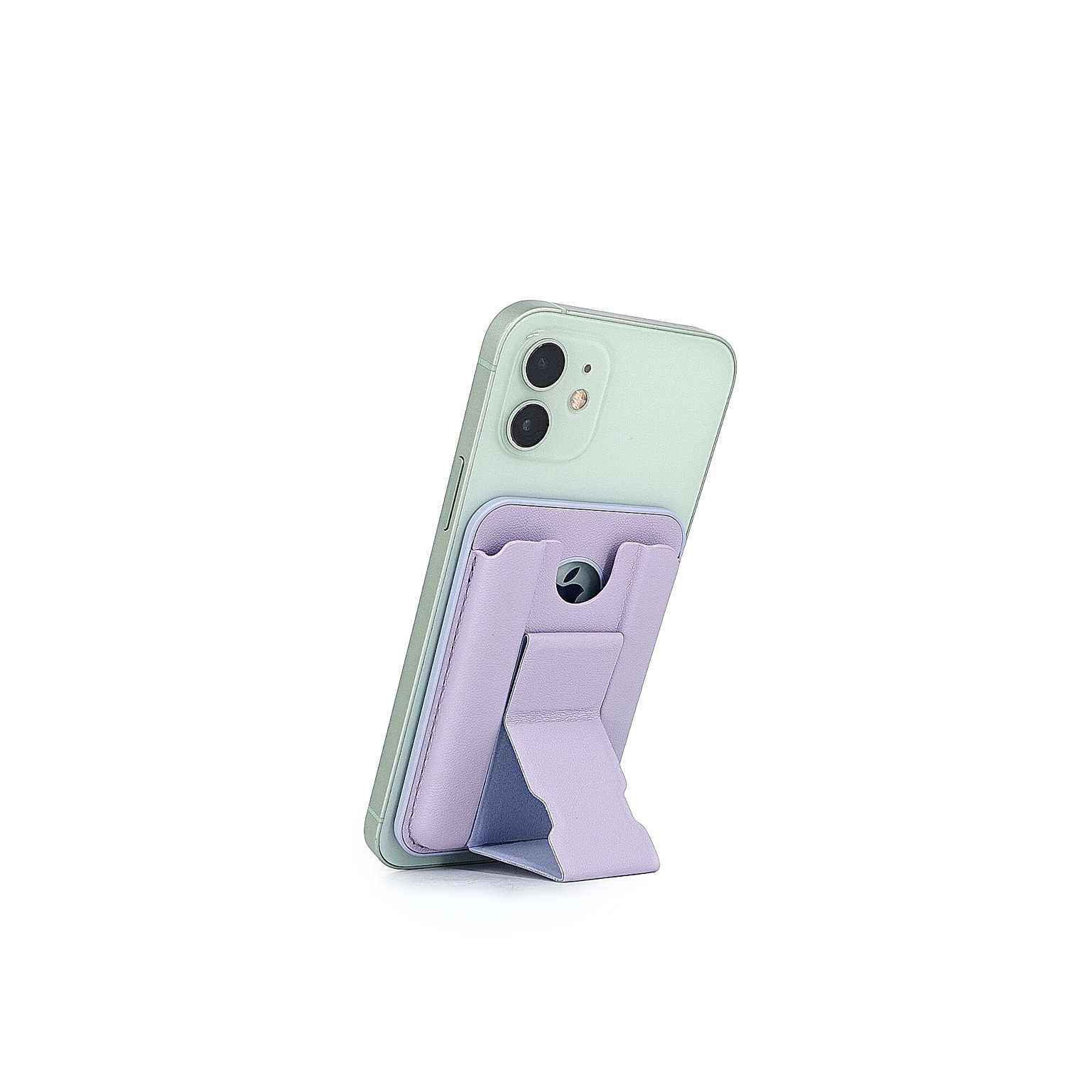 New Anti-slip Grid MagSafe Magnetic Card Holder Folding Stand Round Hole Injection Molded Portable Document Card Storage Clip