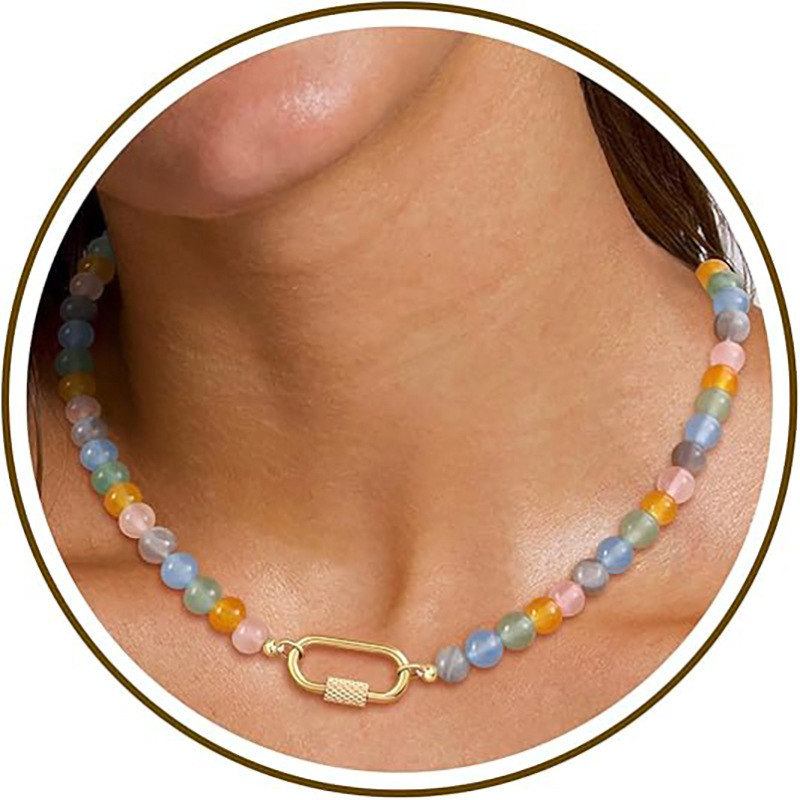 2026 Natural Stone Bead Necklace New Simple Collarbone Chain