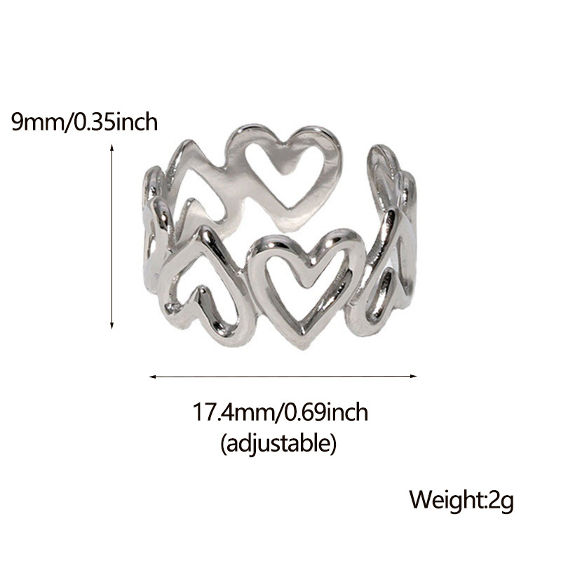 Simple heart-shaped titanium steel ring women 18K gold-plated niche stainless steel open ring
