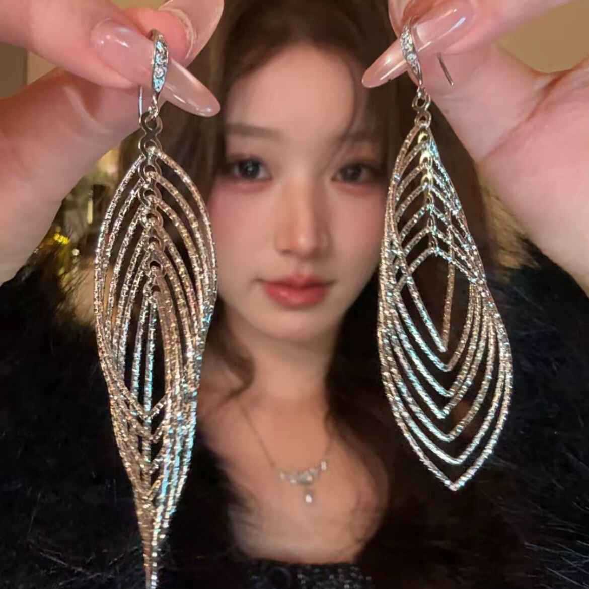Super Sparkle Diamond Line Ear Accessories 2025 New Dinner Party Heiress Style Stud Earrings Ear Hooks Ear Drops Earrings
