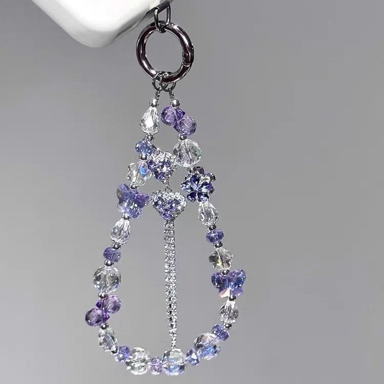 【Purple Sweetheart】Sparkling Purple Heart Tassel Phone Chain Bag Pendant Decoration