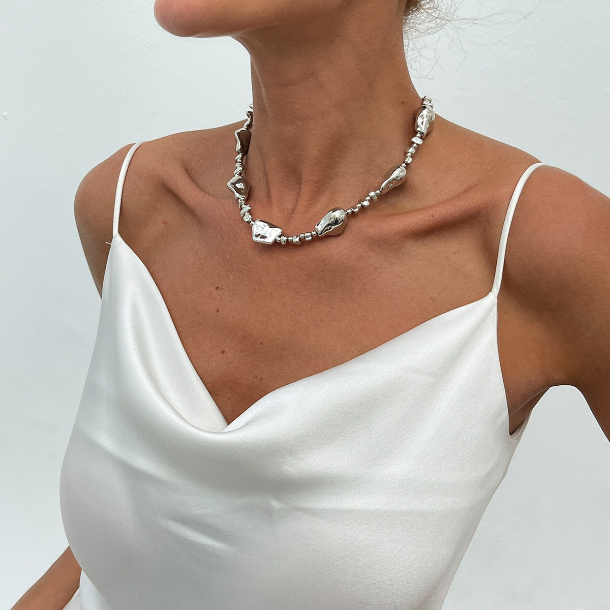 Jewelry irregular pearl necklace five-pointed star irregular CCB copper-clad iron chain neck chain