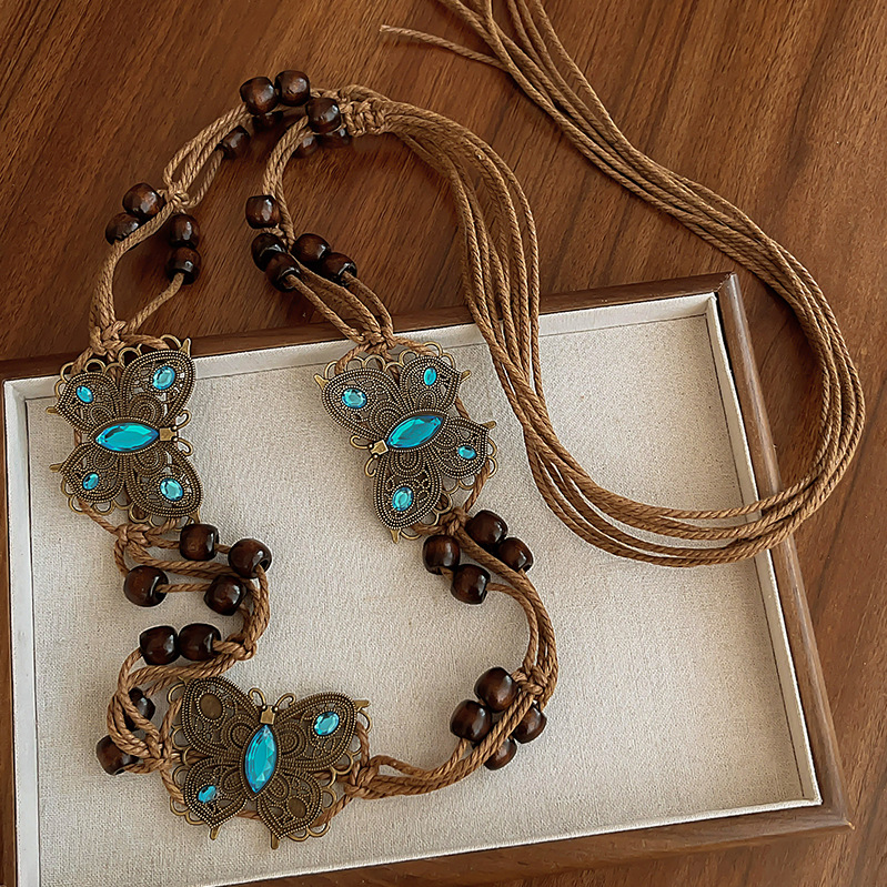 Bohemian ethnic style butterfly belt for women dress waist decoration waist chain accessory