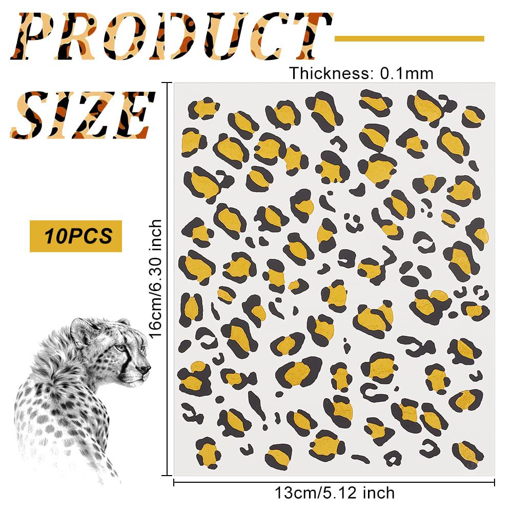 Cross Mirror New Face Tattoo Fake Leopard Tattoo Sticker Cat Whisker Tattoo Sticker Paper Leopard Print Metal Gold Foil Halloween