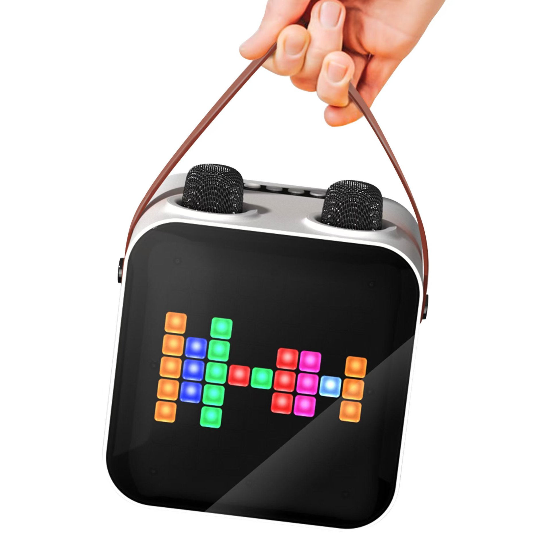 SP100 Colorful LED Light Bluetooth Speaker Wireless Dual Microphone K-Song All-in-One Square Dance Outdoor Portable