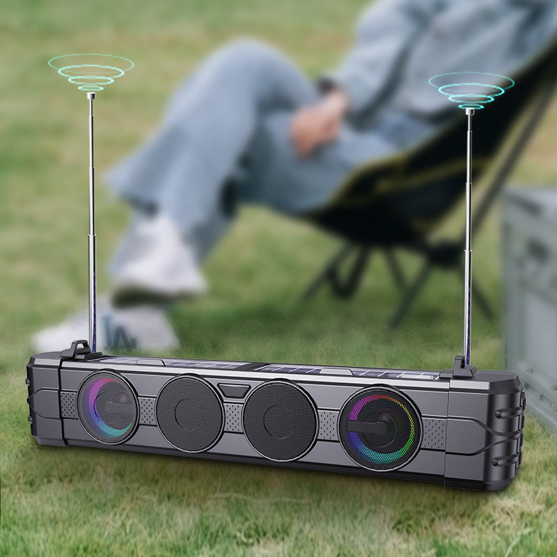 Soundbar Bluetooth Speaker Strip with Color Lights Desktop Outdoor Solar Bluetooth Speaker Subwoofer