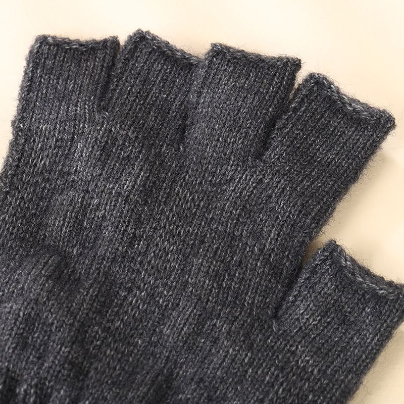Spring Autumn Alpaca Wool Full Half-Finger Gloves Outdoor Cycling Warm Windproof Breathable Portable Simple Style Gloves