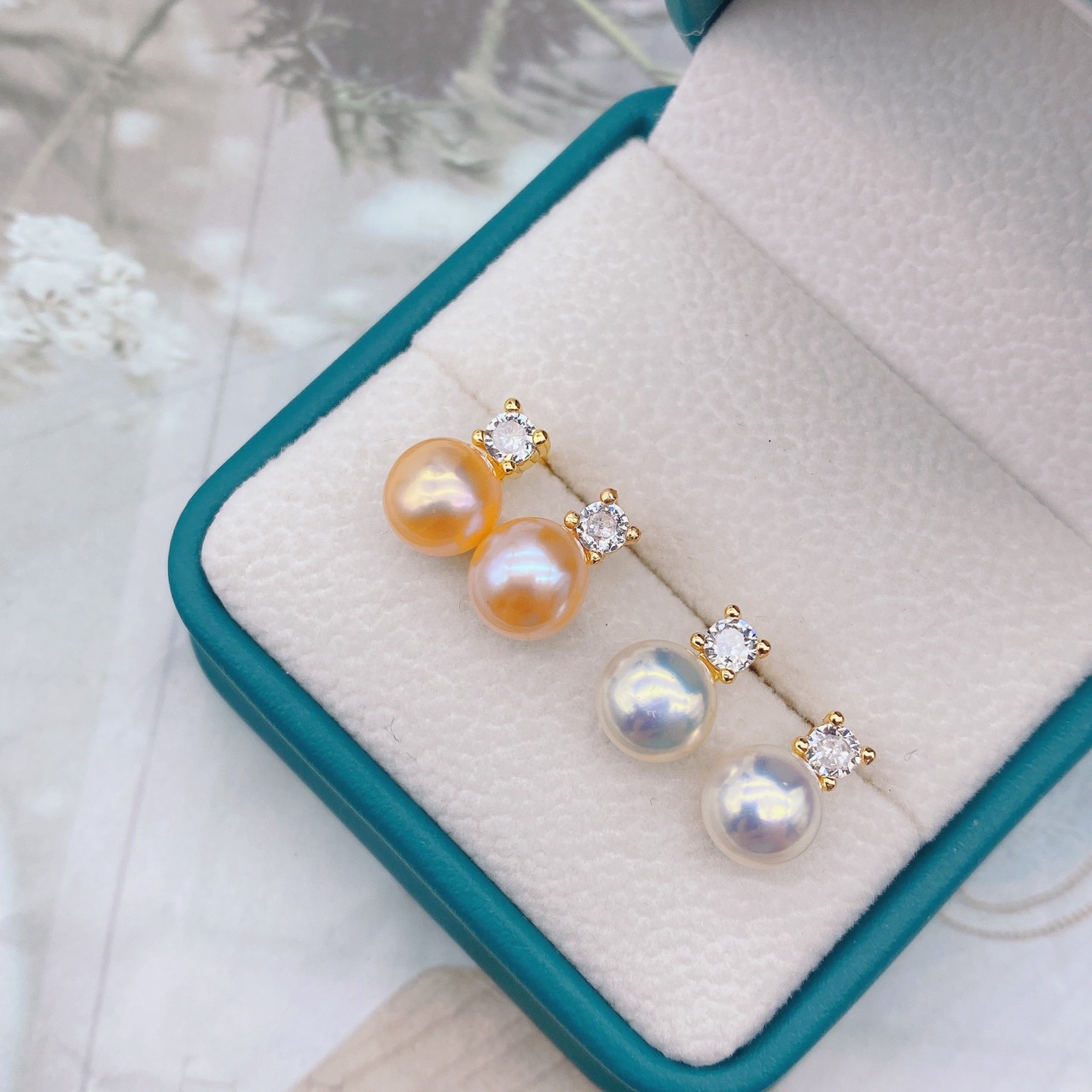 Princess 925 Silver Needle Earrings Natural Freshwater Pearl 7-8mm Surface Basically Flawless Earrings Small Batch Sample