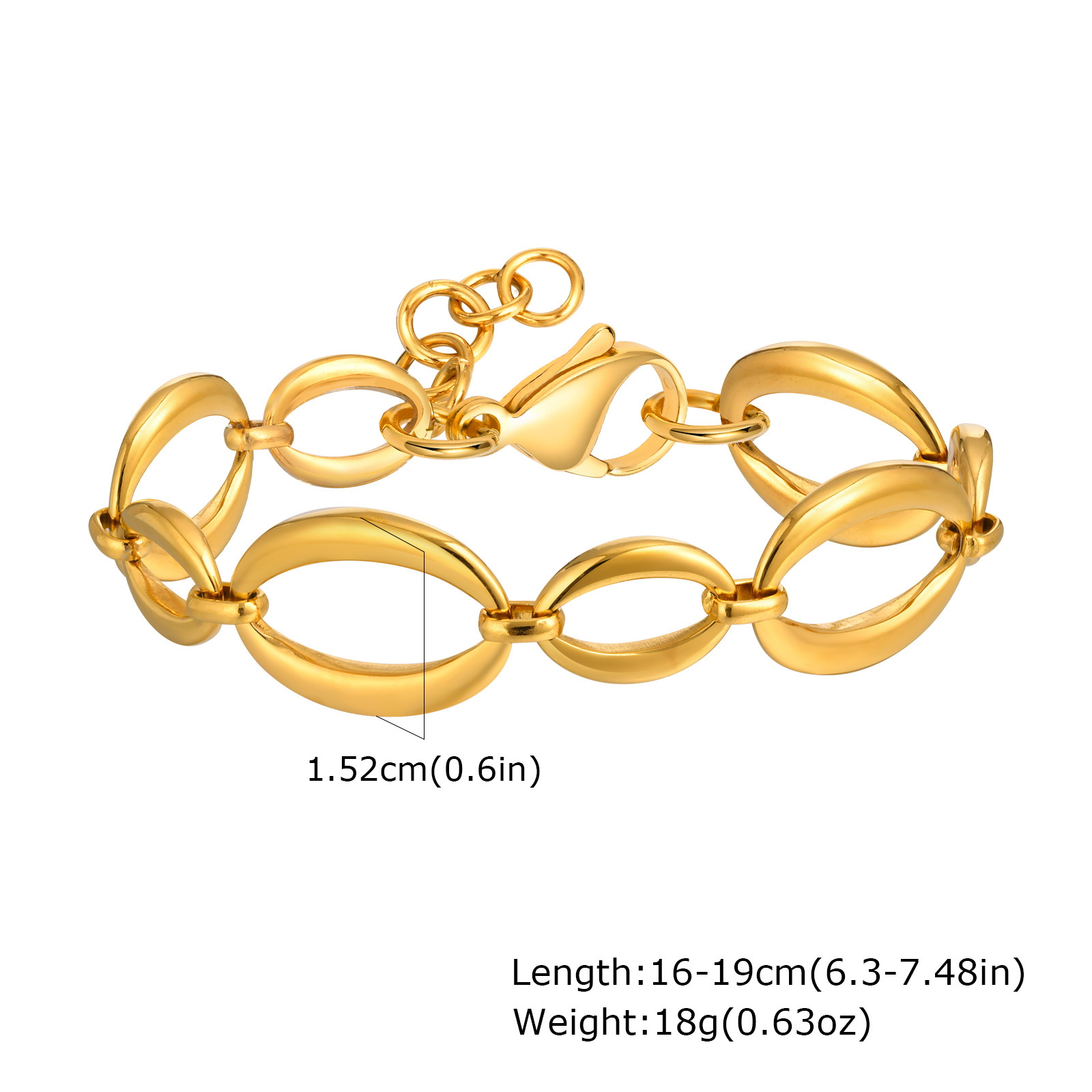 Original Huanmu Trading Women's Stainless Steel Large Chain Geometric Bracelet Gold Steel Color Simple Hand Jewelry