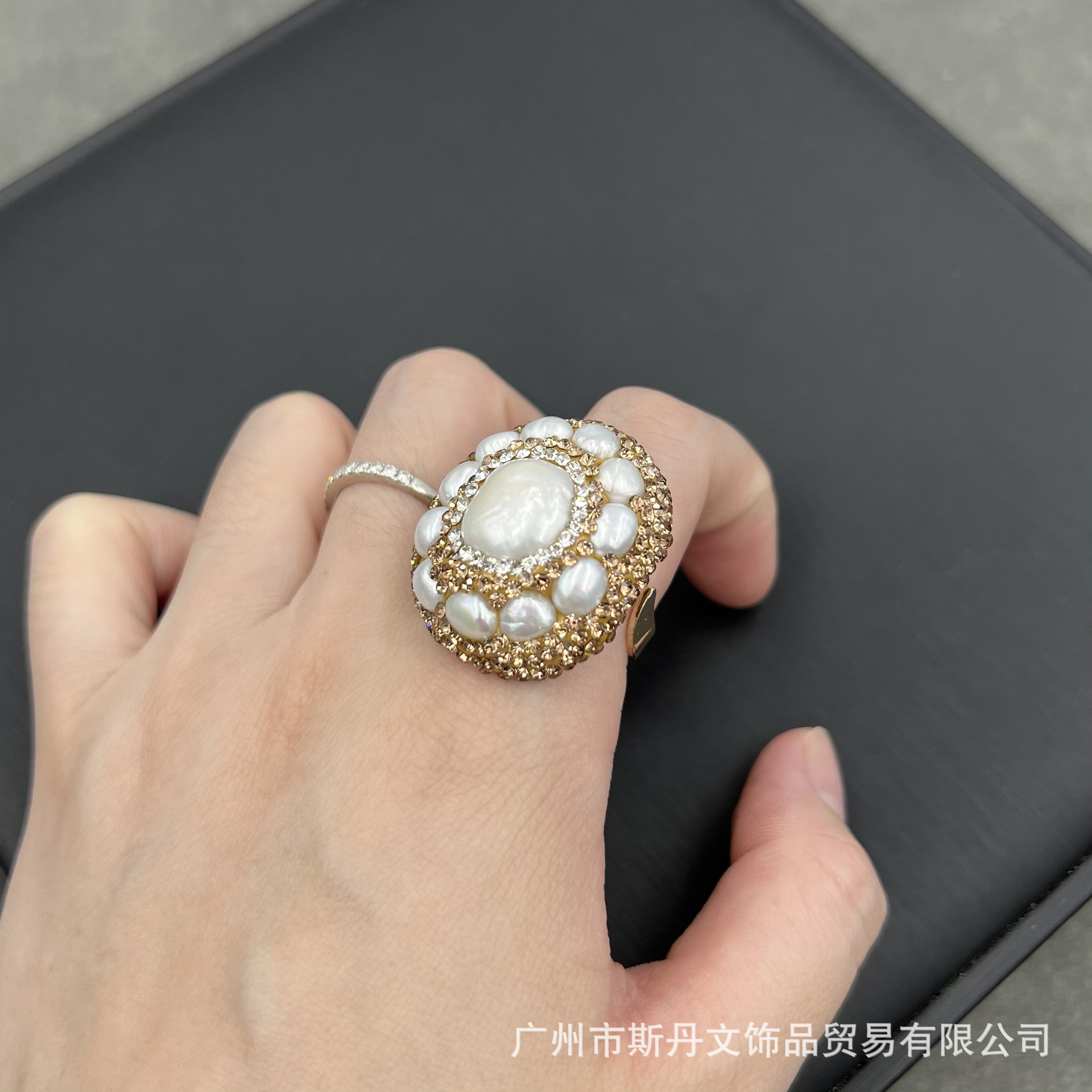 Natural Baroque Pearl Ring Genuine Gold Electroplated Ring