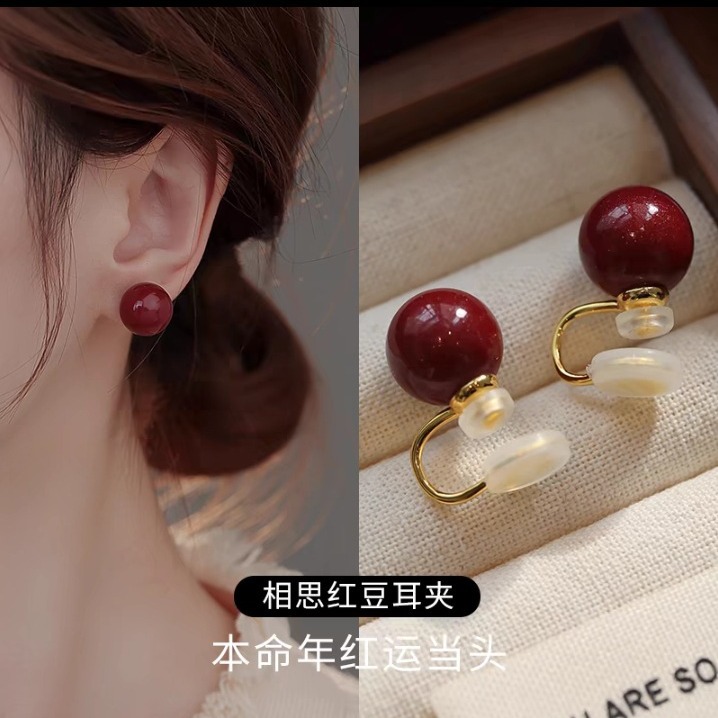 Pearl ear accessories for women ear bone clip no ear holes niche large pearl double-sided earrings ear clip exclusive supply