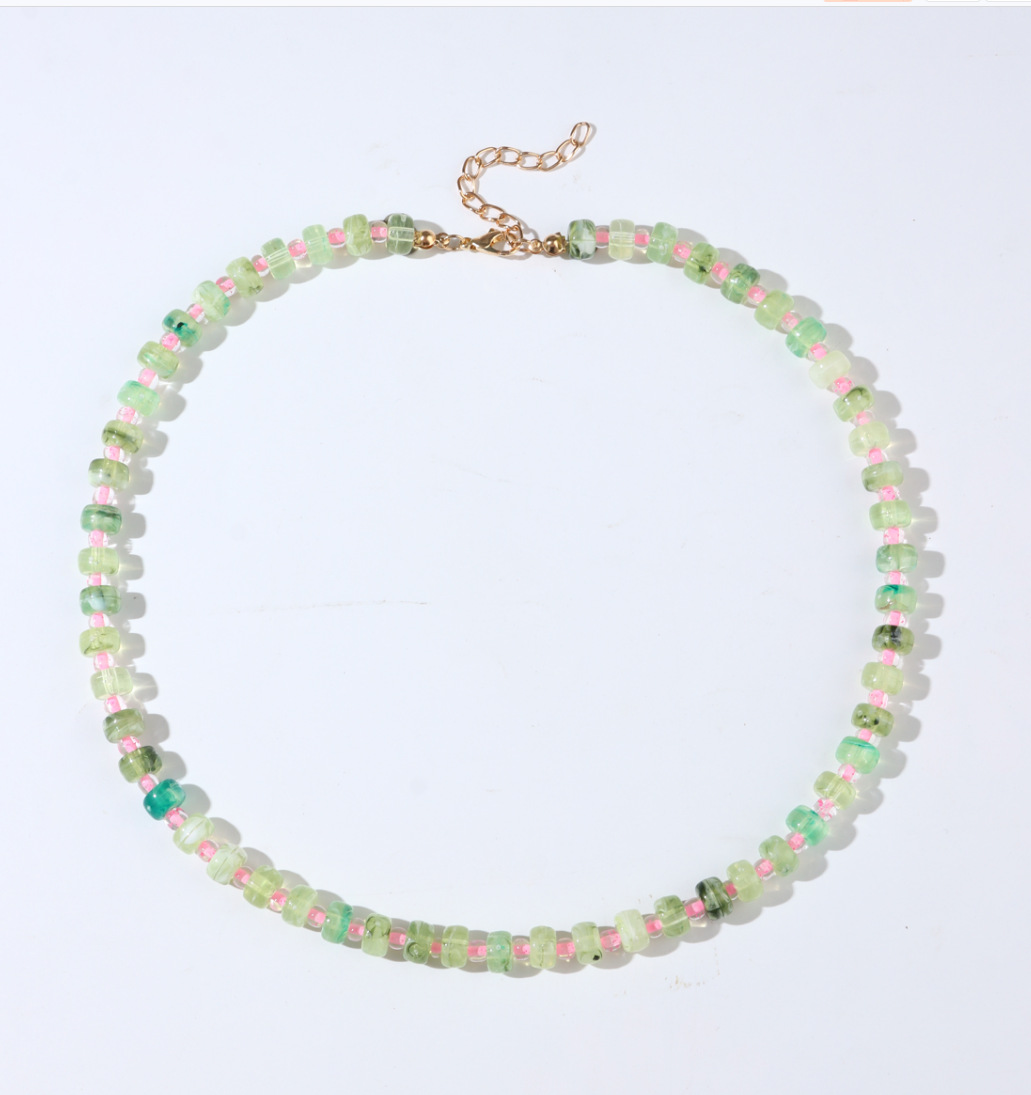 Colorful Natural Stone Abacus Bead Candy Color Round Bead Beaded Necklace