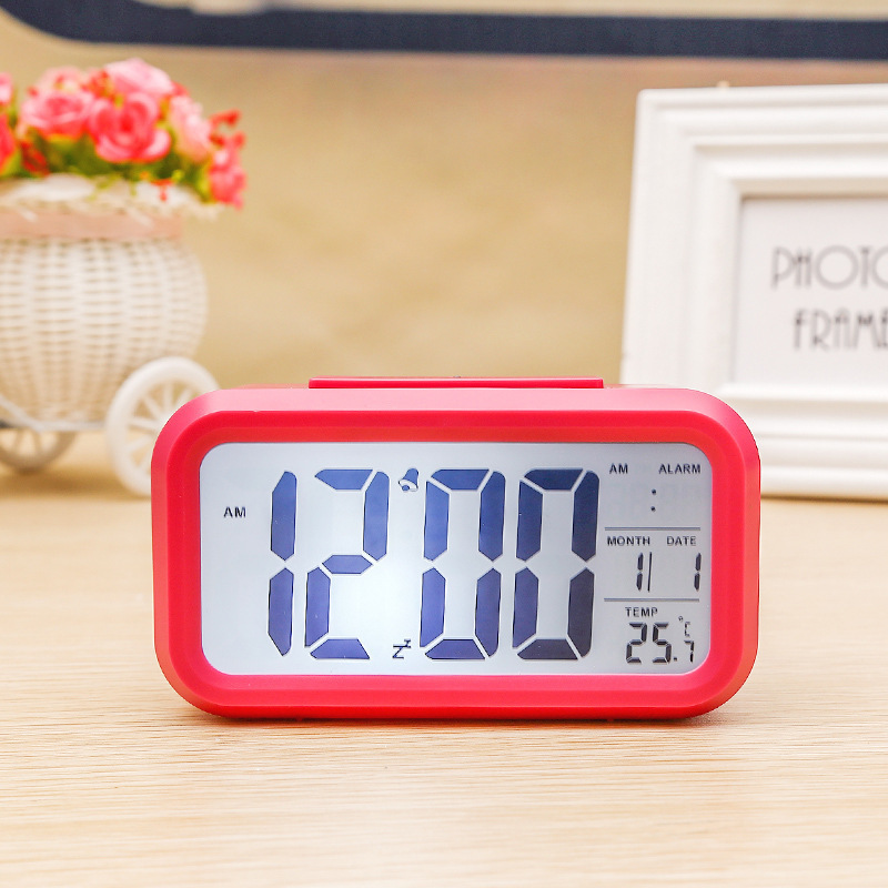 Smart Clock Alarm Clock Large Screen Ultra-Silent LED Electronic Clock Light Sensing Night Light Clock with Temperature